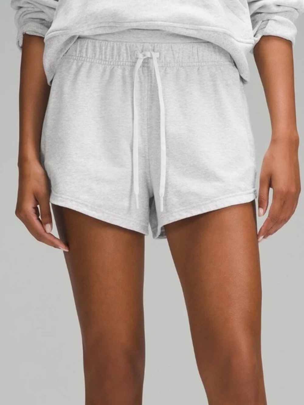 Lululemon Inner Glow High-Rise Short 3” in Heathered Core Ultra Light Grey